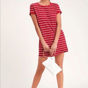 Red and white striped dress
